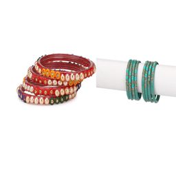 1ST TIME Set Of 2 Multi Glass Artificial Stones & Beads Bangles-picture-31
