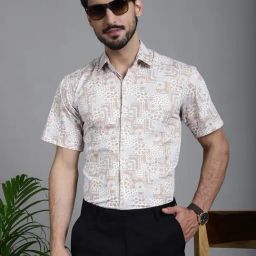 Indian Needle Peach Regular Fit Printed Shirt-picture-16