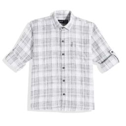 Cavio White Cotton Checks Shirt-image-73