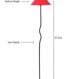 Devansh Red & Black Frustum Floor Lamp With Shade image 4