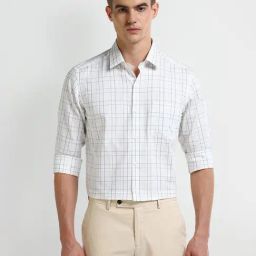 Arrow White Cotton Regular fit Checks Shirt-picture-41