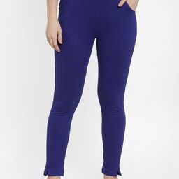 TAG 7 Women Blue Solid Ankle-Length Leggings-image-32