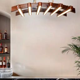 FOS LIGHTING Modern Slim Brown Wood Ladder Chandelier-image-18