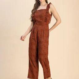 Moomaya Brown Printed Jumpsuit-image-57