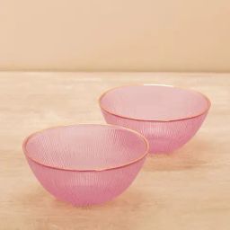 Pure Home and Living Pink Glass Textured Serving Bowls-35