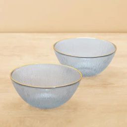 Pure Home and Living Blue Glass Textured Serving Bowls-image-97