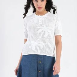 MADAME White Printed Top-15