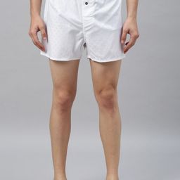 RARE RABBIT Men White Self Design Pure Cotton Boxers-picture-19