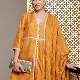 House of Pataudi Floral Printed Regular Sequinned Jashn Kurta with Palazzos & Dupatta-picture-13