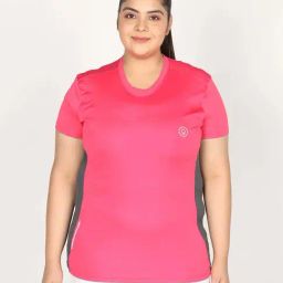 Chkokko Pink & Grey Plain T-Shirt-image-41