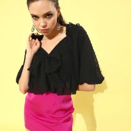 KASSUALLY Black Self Design Top-image-65