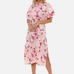 Campus Sutra Women Peach-Coloured Printed A-Line Dress-picture-21
