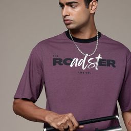 The Roadster Lifestyle Co. Printed Drop-Shoulder Sleeves Relaxed Fit Pure Cotton T-shirt-image-45