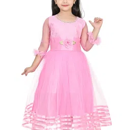 Zenat Pink Polyester Dresses-23