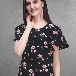 Oomph! Floral Printed Flutter Sleeves Top-picture-29