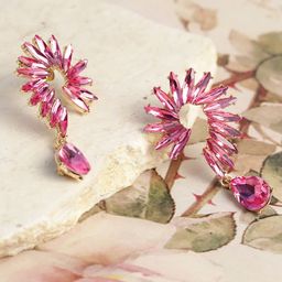 YouBella Pink Gold-Plated Spiked Drop Earrings-image-60