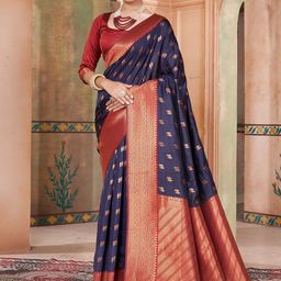 DIVASTRI Woven Design Zari Silk Blend Kanjeevaram Saree-picture-32