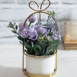 TAYHAA Purple & Green Artificial Flowers Plant With White Pot-picture-11