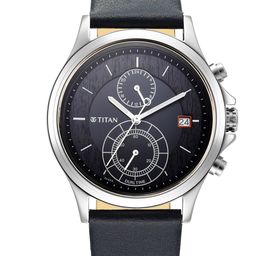 Titan Men Navy Blue Brass Dial & Straps Analogue Watch 1870SL01-picture-42