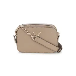 guess fashion Guess Women Taupe Textured Sling Bag with Detachable Strap-picture-16