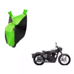 Auto Pearl Waterproof Two Wheeler Cover For Royal Enfield Classic 350 Signals (Green & Black)-image-86