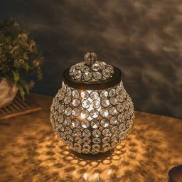 Homesake Black Solid Handcrafted Crystal Table Lamp-14