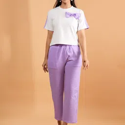 Belfry Round Neck Bow-Detail T-Shirt & Trousers Co-Ord Set-image-34