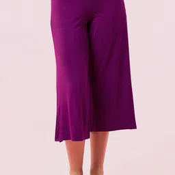 Enamor Mid Rise Crop Length Culotte With Smart Side Slits Straight-Leg Lounge Pant-image-71