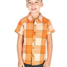 Cherry Crumble By Nitt Hyman Kids Orange Checks Shirt-image-41