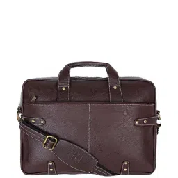 Purseus Brown Solid Laptop Messenger Bag-image-53