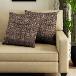 NEUDIS Brown Cotton Self Patterned Cushion Covers - Set of 2-19