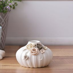 Aura White Textured Ceramic Vase-38