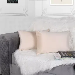 STITCHNEST Beige 2 Pieces Velvet Rectangle Cushion Covers-image-5