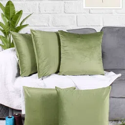 STITCHNEST Green 5 Pieces Velvet Square Cushion Covers-image-90