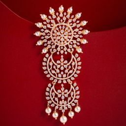 Kushal's Fashion Jewellery Women White Gold-Plated Party Zircon Hair Brooch-image-78