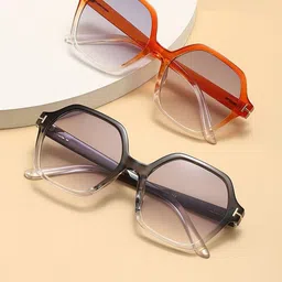AUGEN Unisex Grey Lens & Brown Oversized Sunglasses with-0