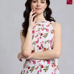 THE FAB FACTORY Women Pack of 2 Floral Printed Mandarin Collar Shirt Style Tops-picture-2