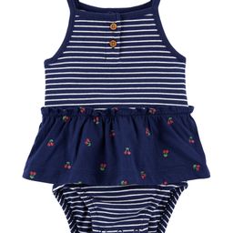 Carter's Striped Cherry Frock Style Onesie -  Navy Blue-image-87