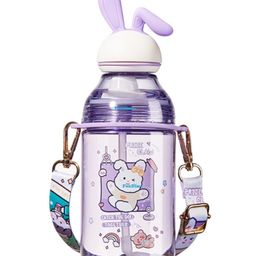 FunBlast Tritan Water Bottle with Straw & Adjustable Strap Purple   400 ml-picture-3