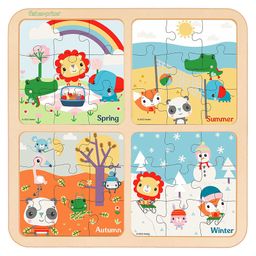 Webby Fisher Price 4 In 1 Seasons Wooden Jigsaw Puzzle Toy Multicolour - 36 Pieces-4