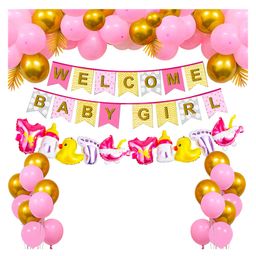 Party Propz Baby Welcome Baby Girl Decoration Kit Pink and Golden - Pack of 42-18
