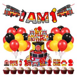 Zyozi Fireman 1st Birthday Combo Firefighter Theme Selfie Red - Pack of 37-image-79