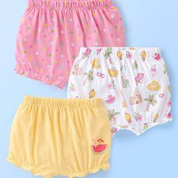 Babyhug 100% Cotton Knit Beach Print Bloomers Pack of 3 - Multicolour-image-75