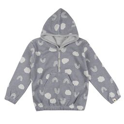 Turtledove London Organic Cotton Knit Full Sleeves Reversible Hooded Sweatshirt Rainbow Print - Grey-image-34