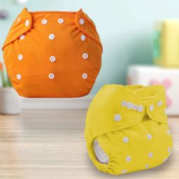Sparkle Joy Free Size Reusable Cloth Diaper Without Insert Pack Of 2 - Yellow & Orange-14