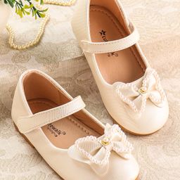Cute Walk by Babyhug Ballerina with Velcro Closure & Bow Applique - White-image-95
