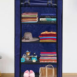Urban Choice 4-Shelves Durable Metal Frame Modular Shoe Rack with 10-Inch Gapping in each Shelf & 100 GSM Fabric in Blue-picture-12