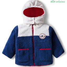 Babyoye Woven Full Sleeves Hooded Winter Jacket With Badge Detailing - Multicolor-picture-45