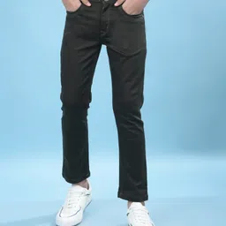 CRIMSOUNE CLUB Cotton Woven Solid Jeans - Olive Green-picture-43