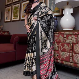 Mitera Ethnic Motifs Poly Crepe Patola Saree-picture-10
